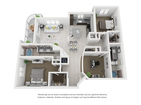 Floor plan for 2 beds, 2 baths, 1458 sqft